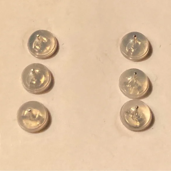 EUC 14KT Yellow Gold  Stud Earrings With Cubic Zirconia Three Pairs Total - Picture 2 of 4